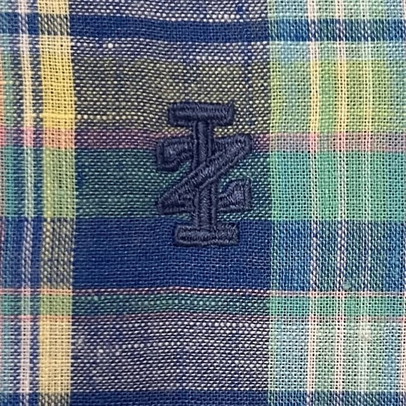 IZOD Men's LG Classic Plaid Button Down Short Sleeve Shirt Casual Linen Blend - Picture 2 of 9